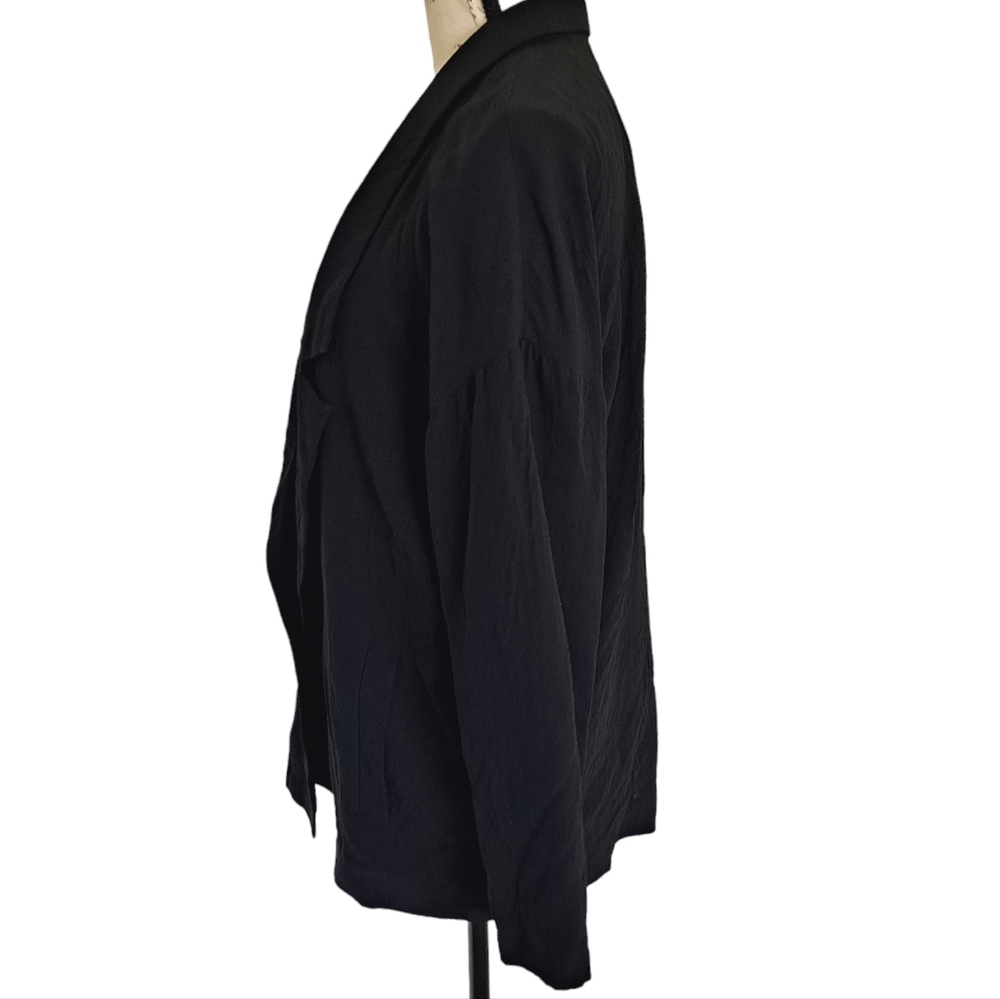 SOLD Eileen Fisher 100% silk black blazer Lagenlook oversized crepe jacket SP - Picture 12 of 15